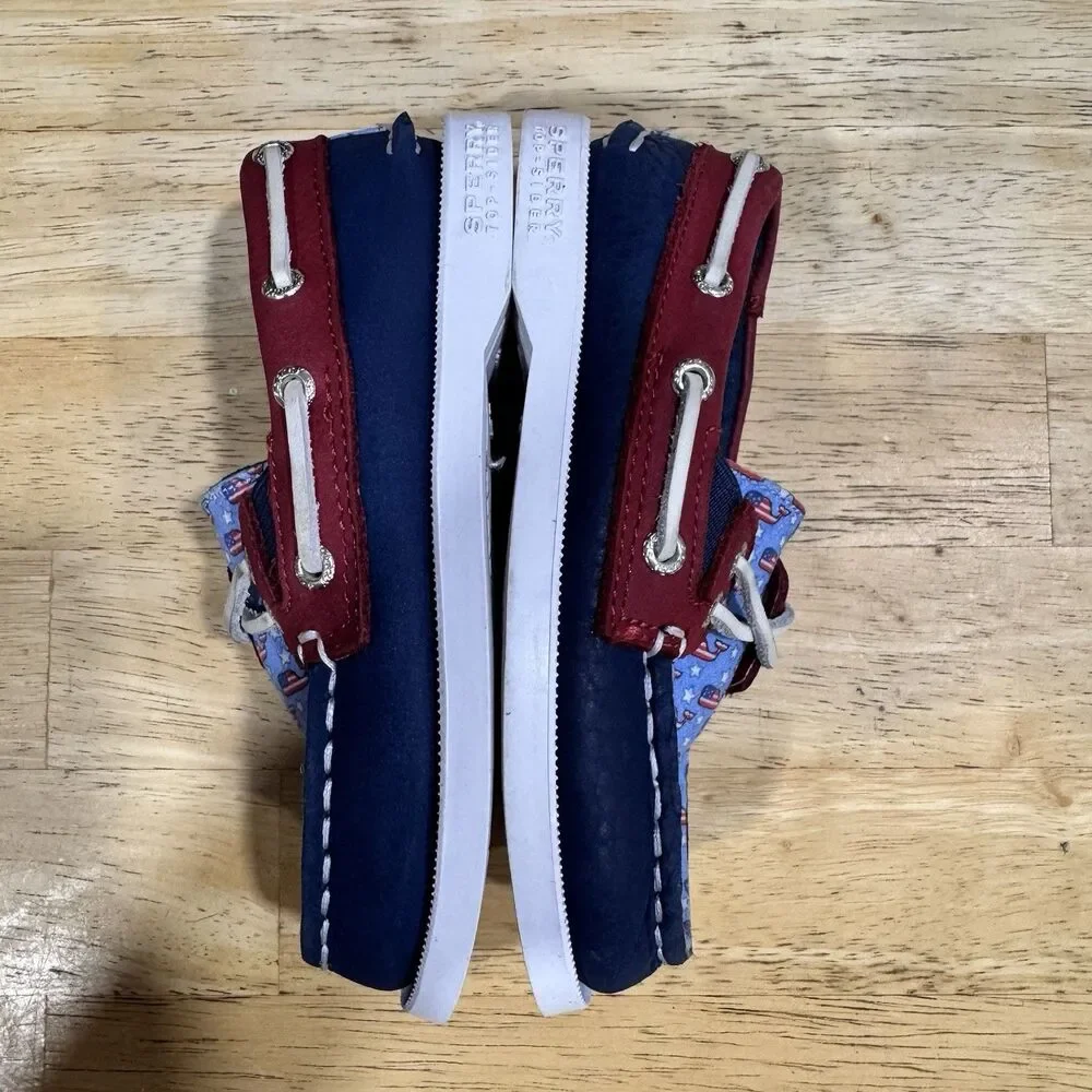 Sperrys Kids Vineyard Vines Boat Shoes Slip On Americana USA Flag EUC 8.5 Infant